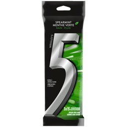 5 Gum Spearmint Rain Sugarfree Chewing Gum, 15-Stick Pack (Pack of 3) image