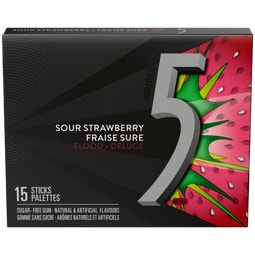 5 Gum Strawberry Flood Sugarfree Chewing Gum, 15-Stick Pack image