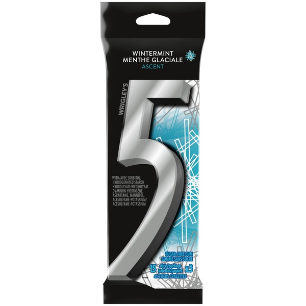 Gomme sans sucre 5 Ascent Menthe glaciale, 15 palettes (paquet de 3)