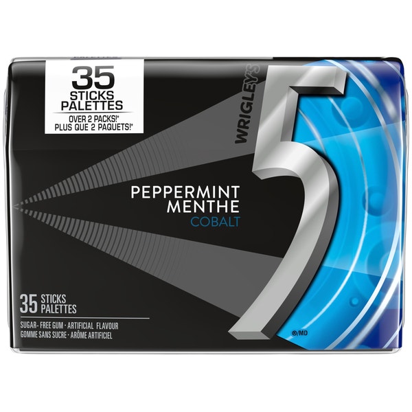 5 Gum Peppermint Cobalt Sugarfree Chewing Gum, 35-Stick Mega Pack
