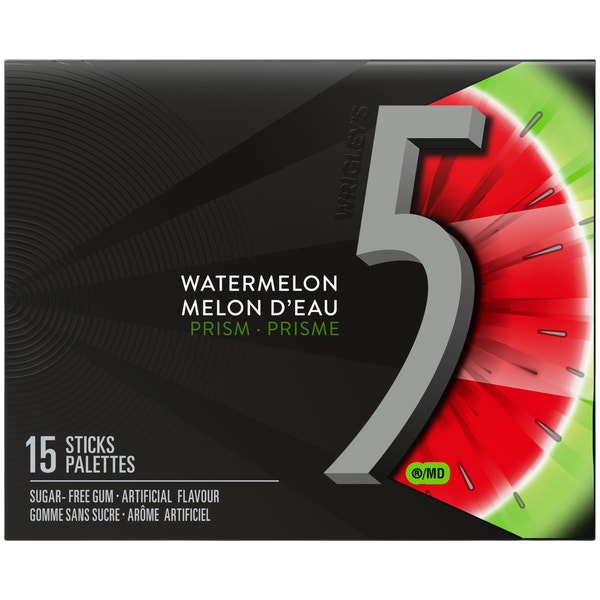 Gomme sans sucre 5 Prism Melon d'eau, 15 palettes